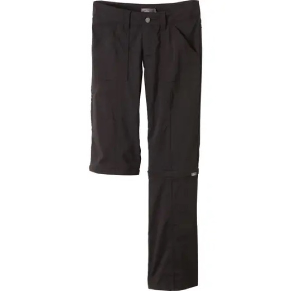 Prana Monarch Convertible Zip Off Hiking Pants Black Nylon Stretch Women Size 12